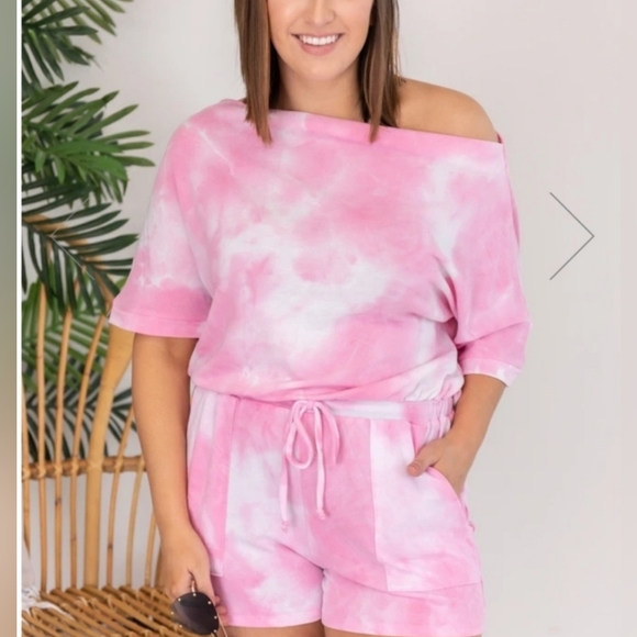 Pink lily ... pink and white tie-dye Romper - Picture 5 of 13